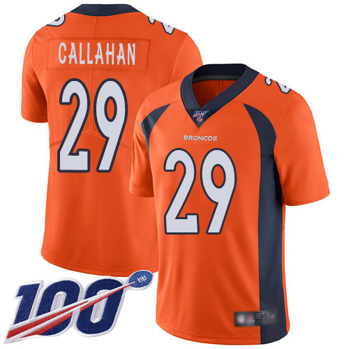Men Denver Broncos #29 Bryce Callahan Orange Team Color Vapor Untouchable Limited Player 100th Season Football NFL Jersey